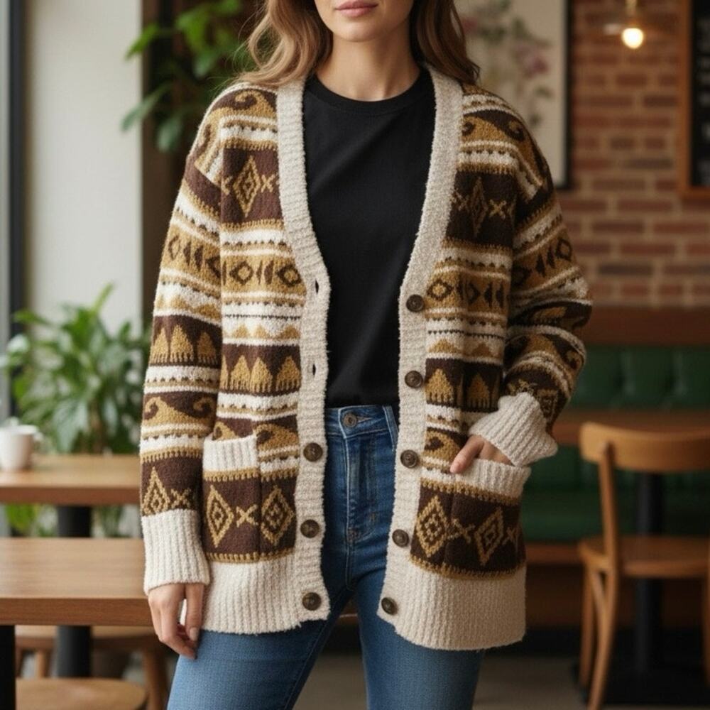 NWT Arizona NORDIC Boyfriend Cardigan X Small Folklore Cottagecore Southwest